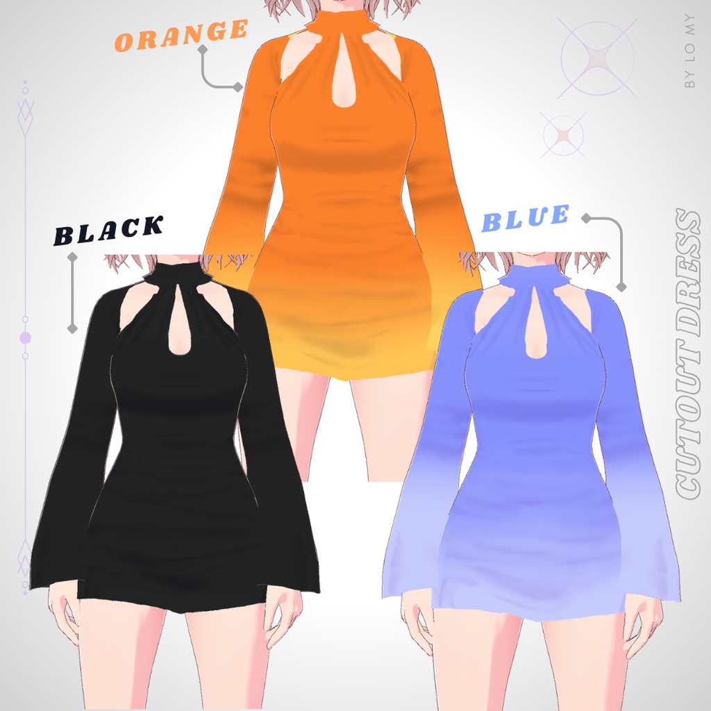 【VRoid】Cutout Dress 7 Colors