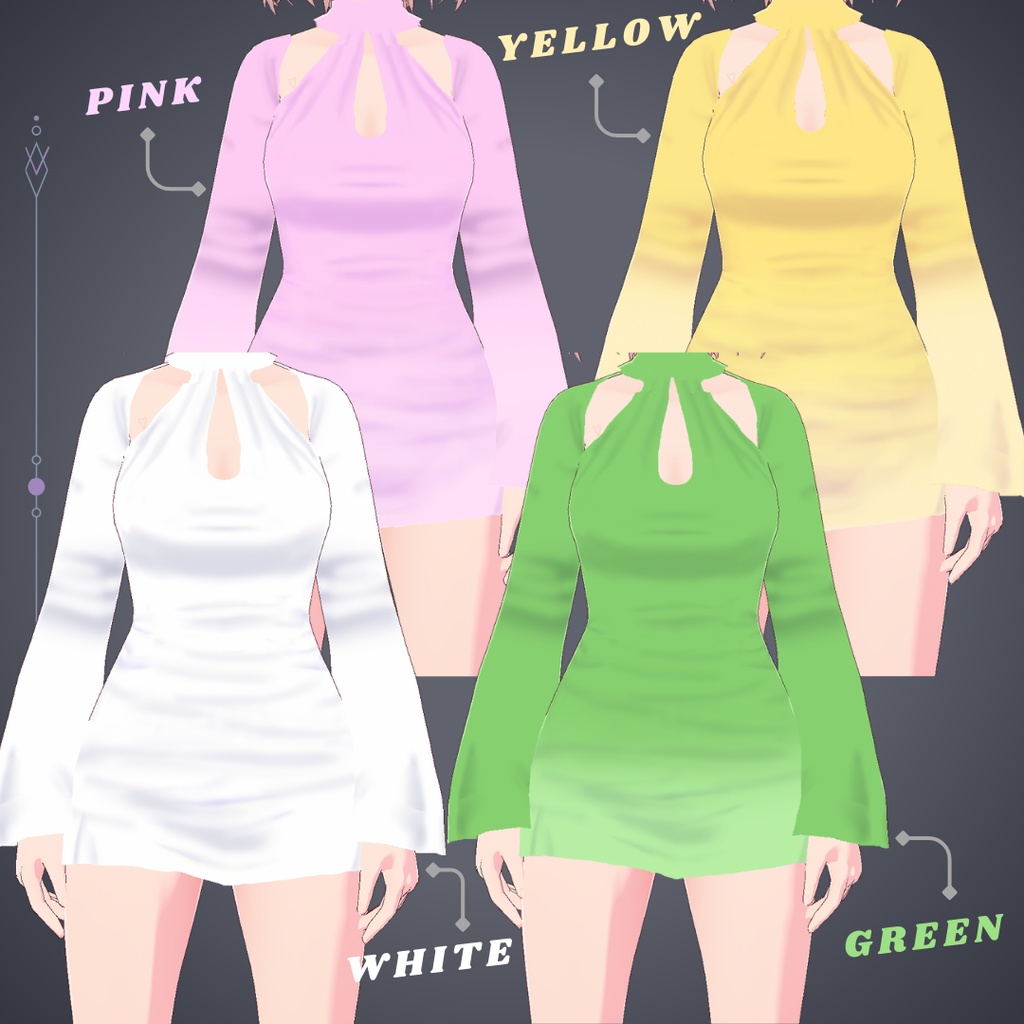 【VRoid】Cutout Dress 7 Colors