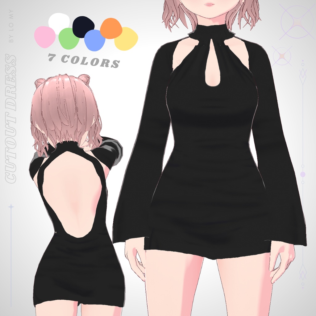 【VRoid】Cutout Dress 7 Colors