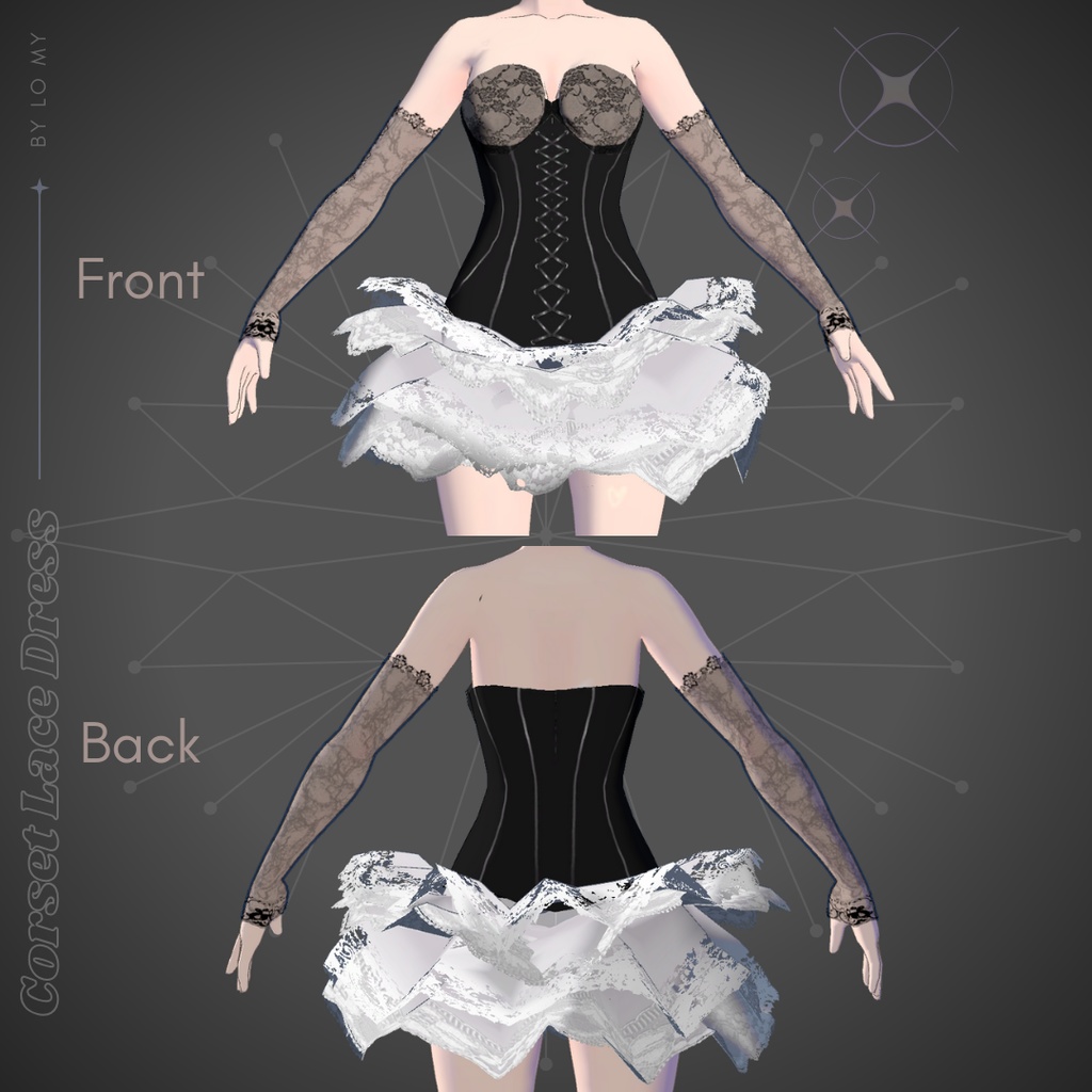 Lace Corset Dress & Sleeves Set