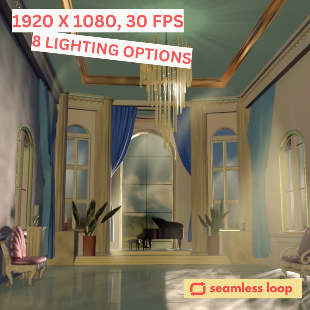 【Animated Background】Beautiful Ballroom, 8 Lighting Options