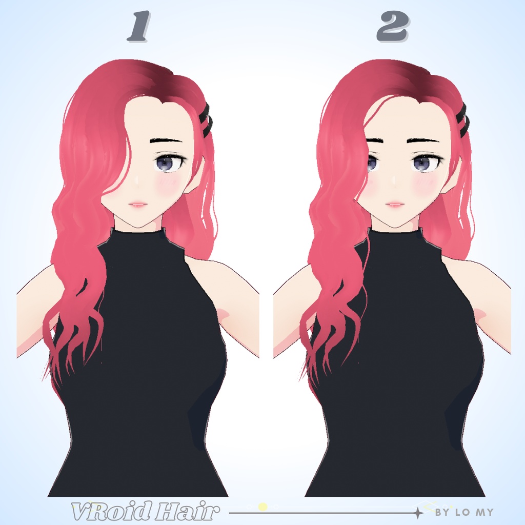 【VRoid】Hair Preset Wavy Side Part w/ Clips