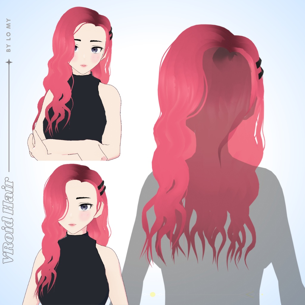 【VRoid】Hair Preset Wavy Side Part w/ Clips