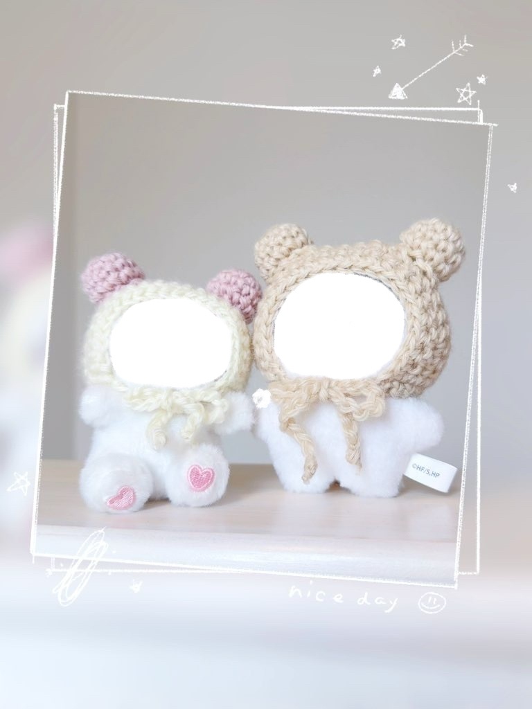 ちみけも 10cm〜ぬい くま耳ボンネット