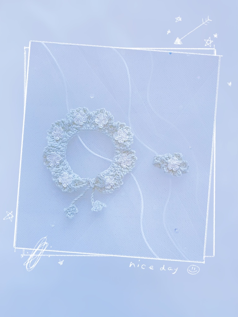 ꕤ︎︎お花のつけ襟・耳飾りのセット