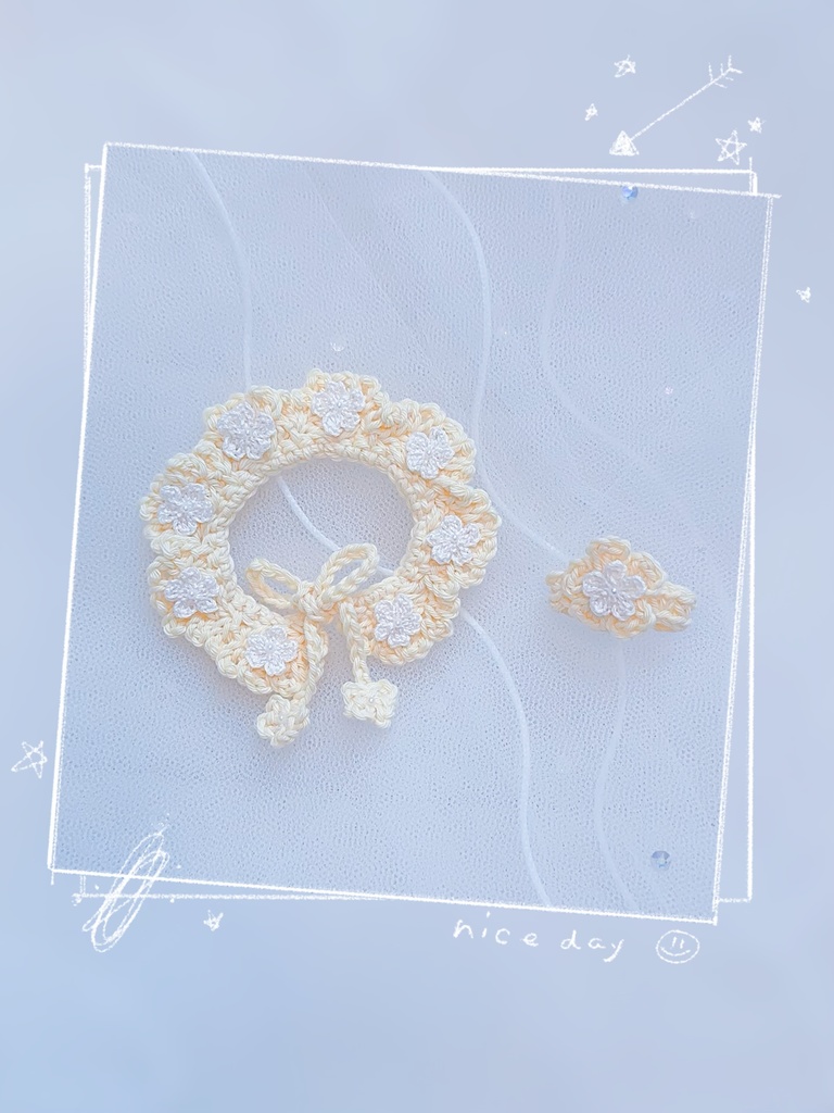 ꕤ︎︎お花のつけ襟・耳飾りのセット