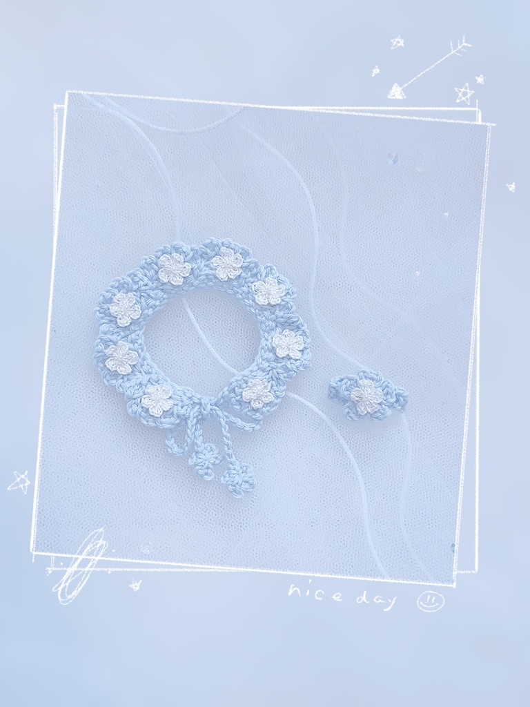 ꕤ︎︎お花のつけ襟・耳飾りのセット