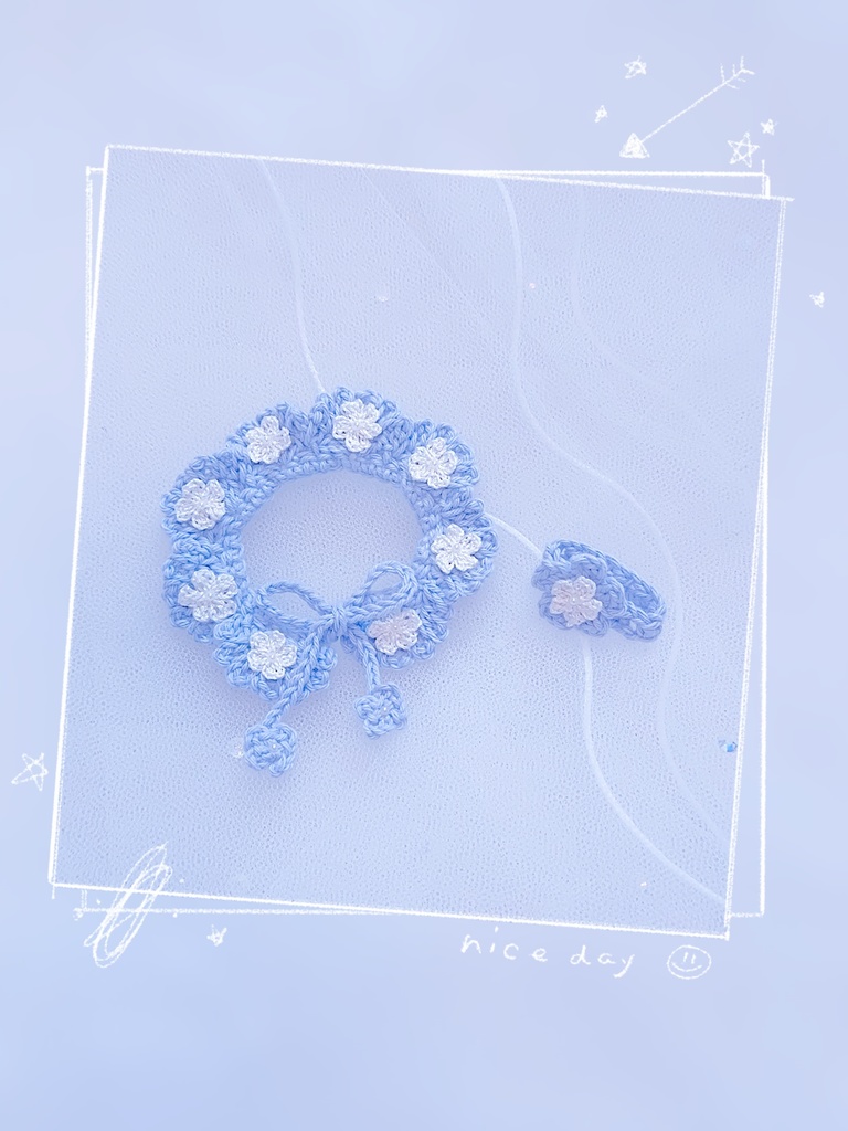 ꕤ︎︎お花のつけ襟・耳飾りのセット