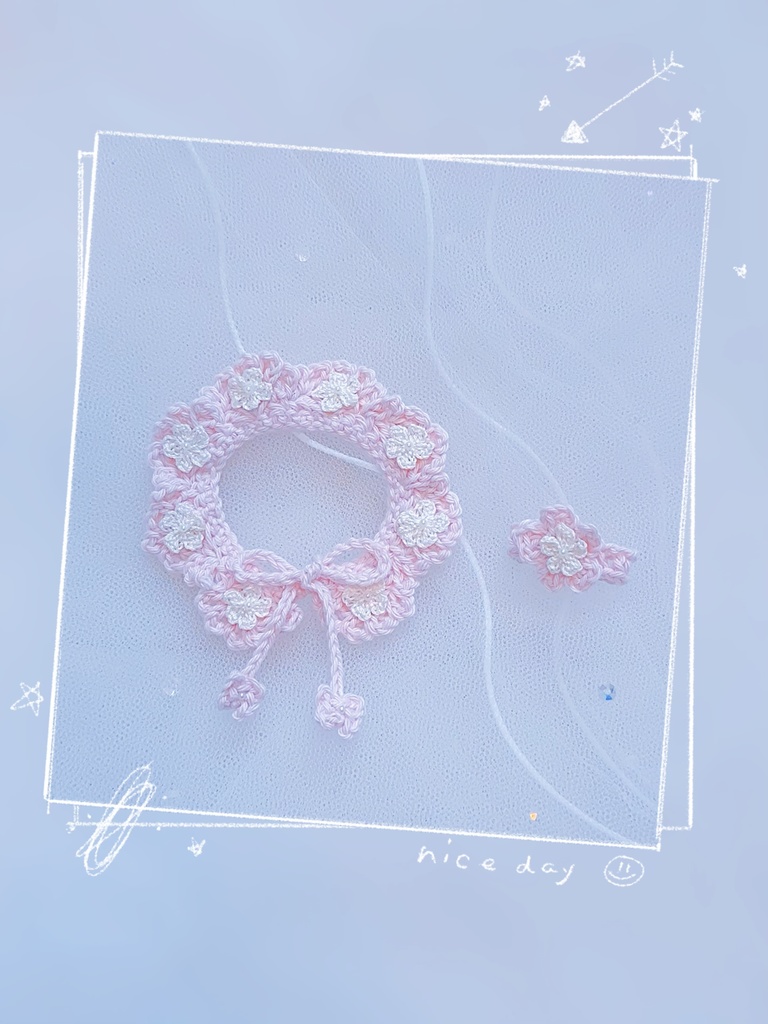 ꕤ︎︎お花のつけ襟・耳飾りのセット
