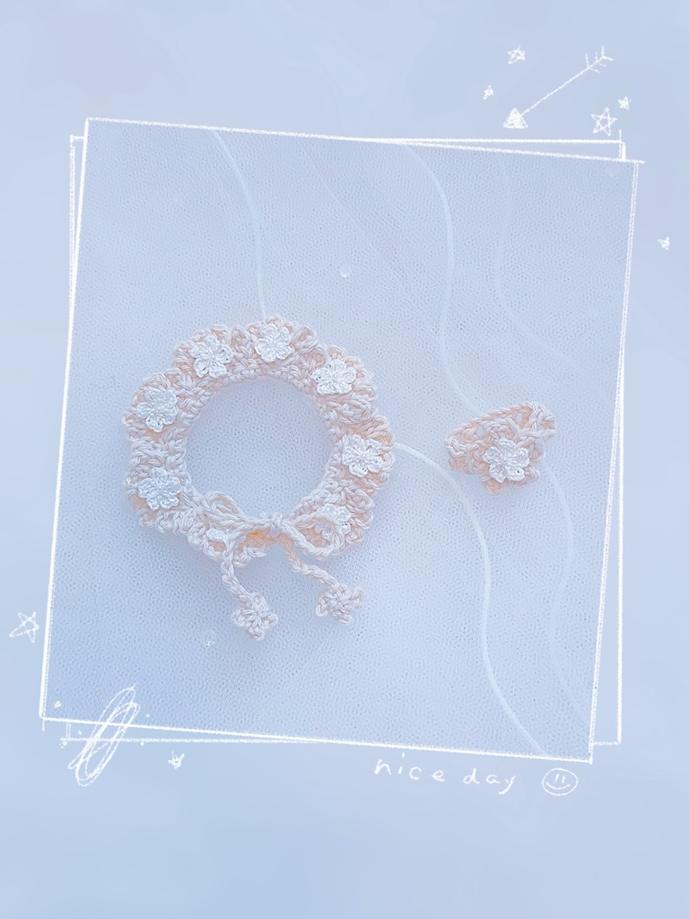 ꕤ︎︎お花のつけ襟・耳飾りのセット