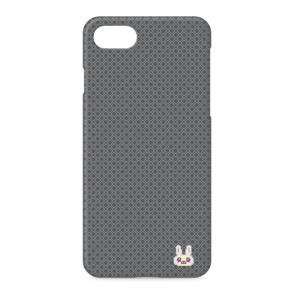 【しあわせうさぎ】iPhoneケース   iPhone 8 / 7 / SE2 （格子柄ーblack）