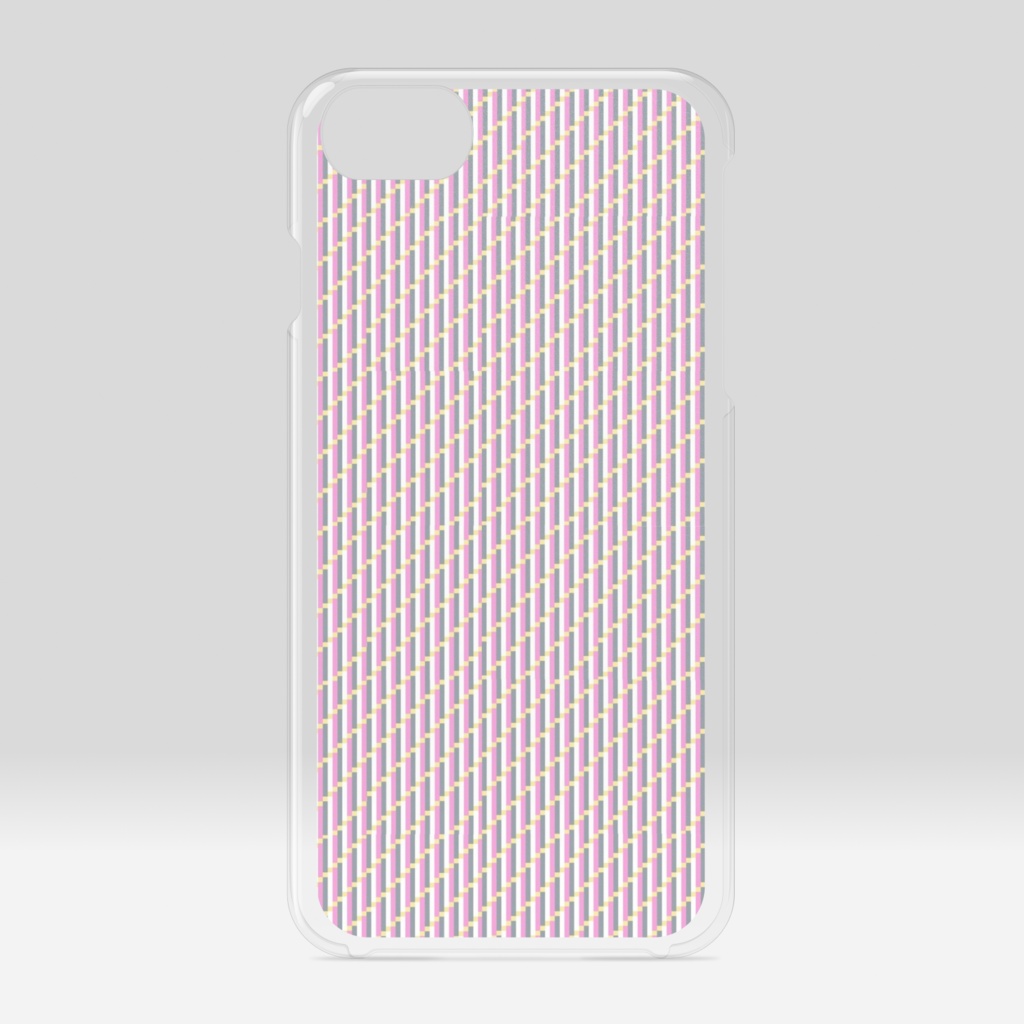 クリアiPhoneケース　pink-gray-white  stripe A