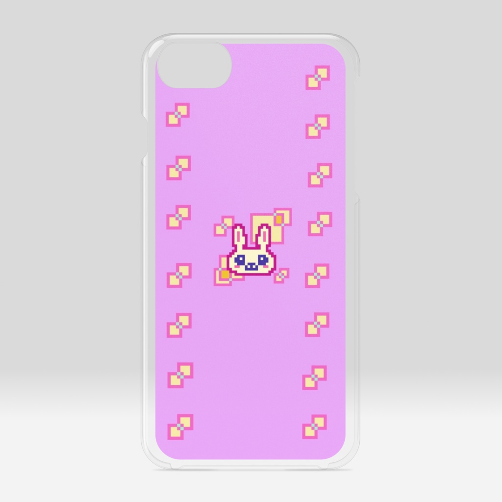 【しあわせうさぎ】クリア iPhoneケース　pink × yellow ribbon