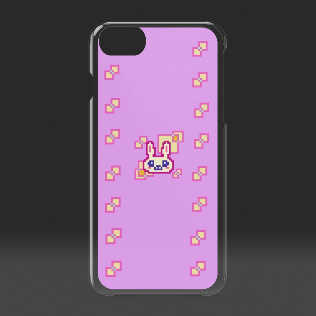 【しあわせうさぎ】クリア iPhoneケース pink × yellow ribbon