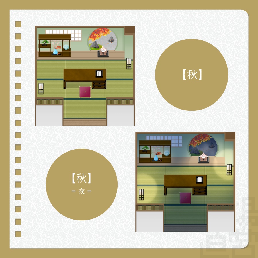 【ピクスク用】店舗(和室・丸窓)