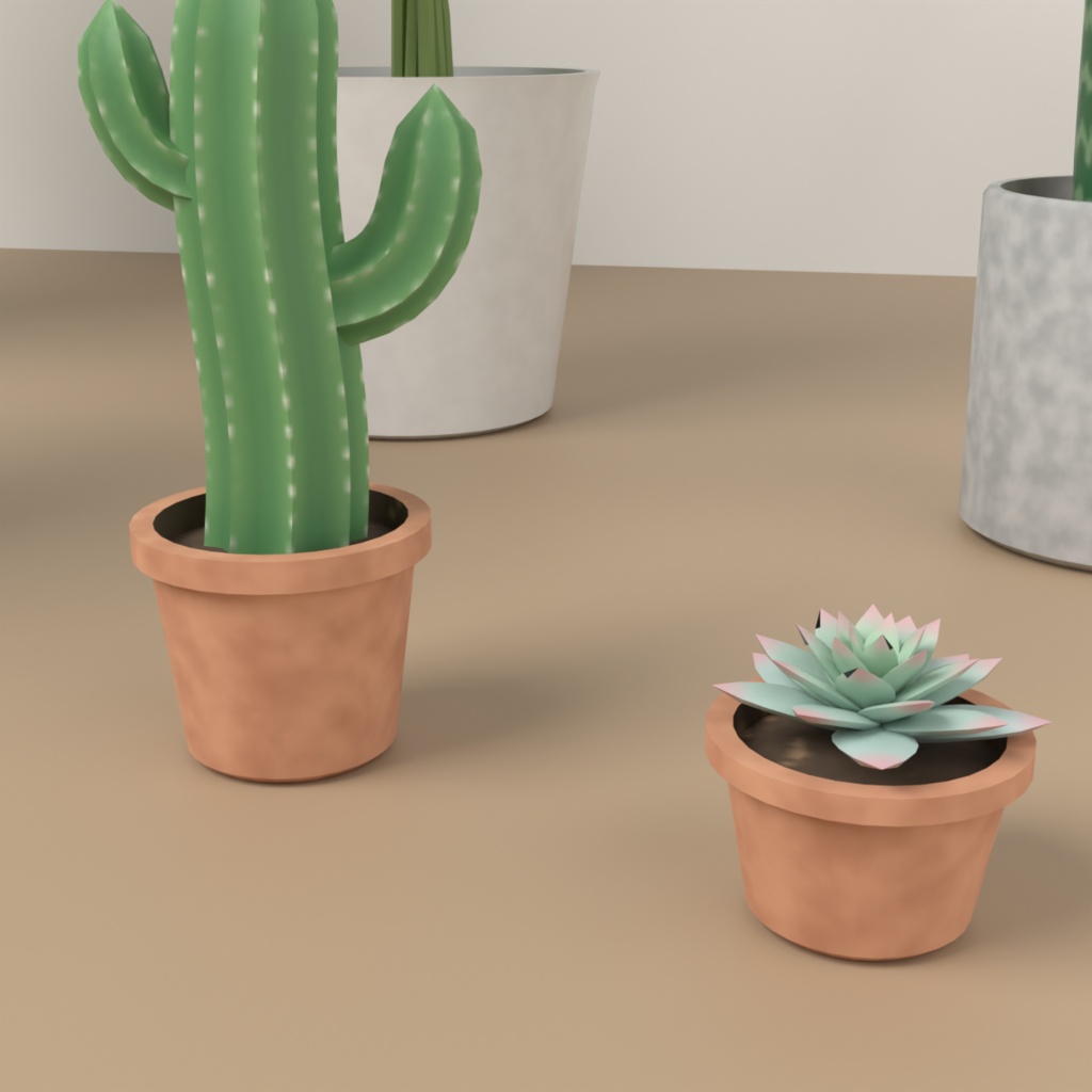 【VRChat想定】観葉植物の鉢セット 3Dモデル(モンステラ・ウンベラータ・サンスベリア・ポトス・サボテンなど 7点)