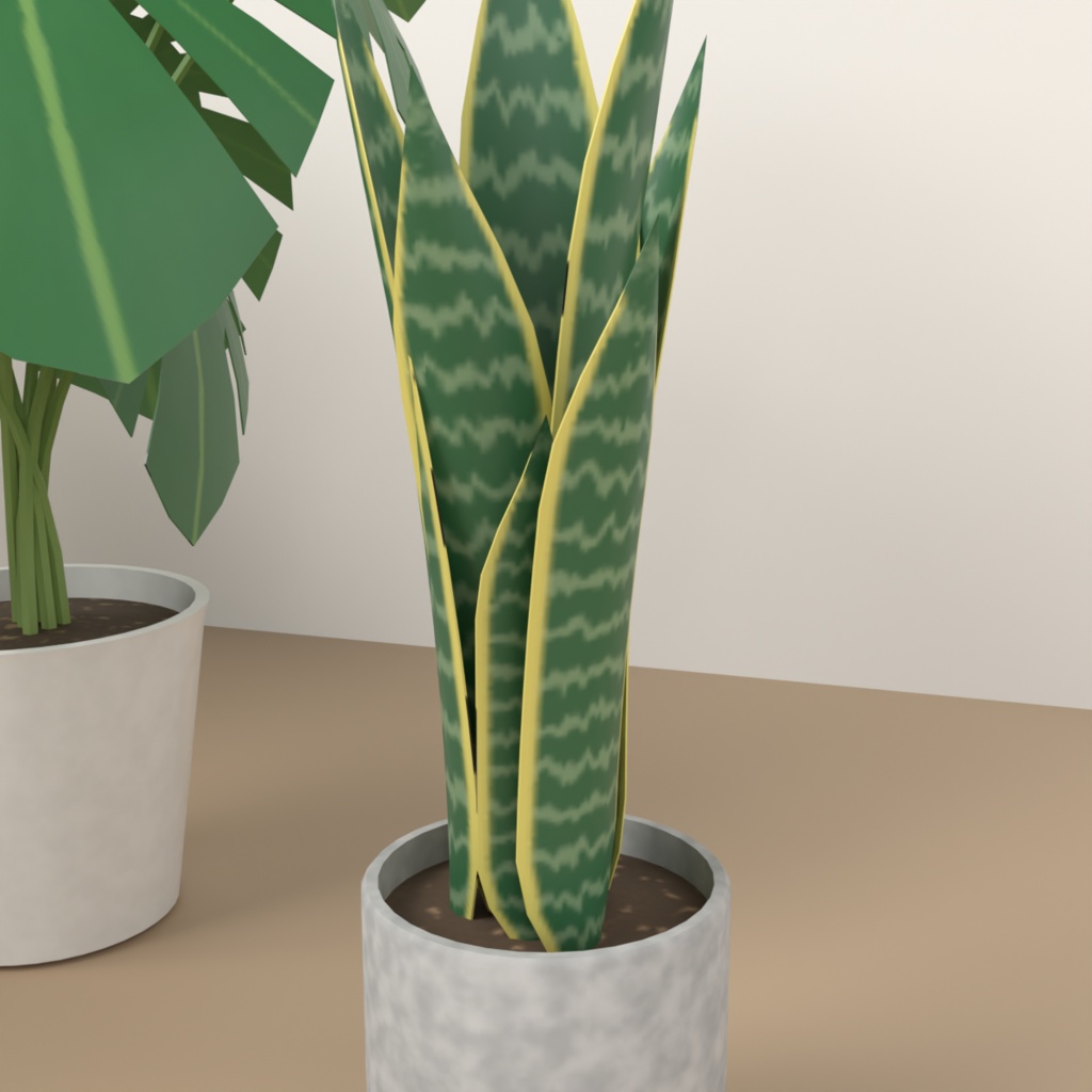 【VRChat想定】観葉植物の鉢セット 3Dモデル(モンステラ・ウンベラータ・サンスベリア・ポトス・サボテンなど 7点)