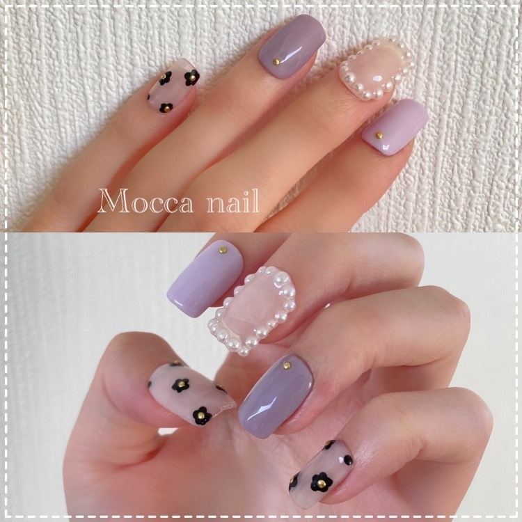 【500】小花 ラベンダーパープル ネイルチップ