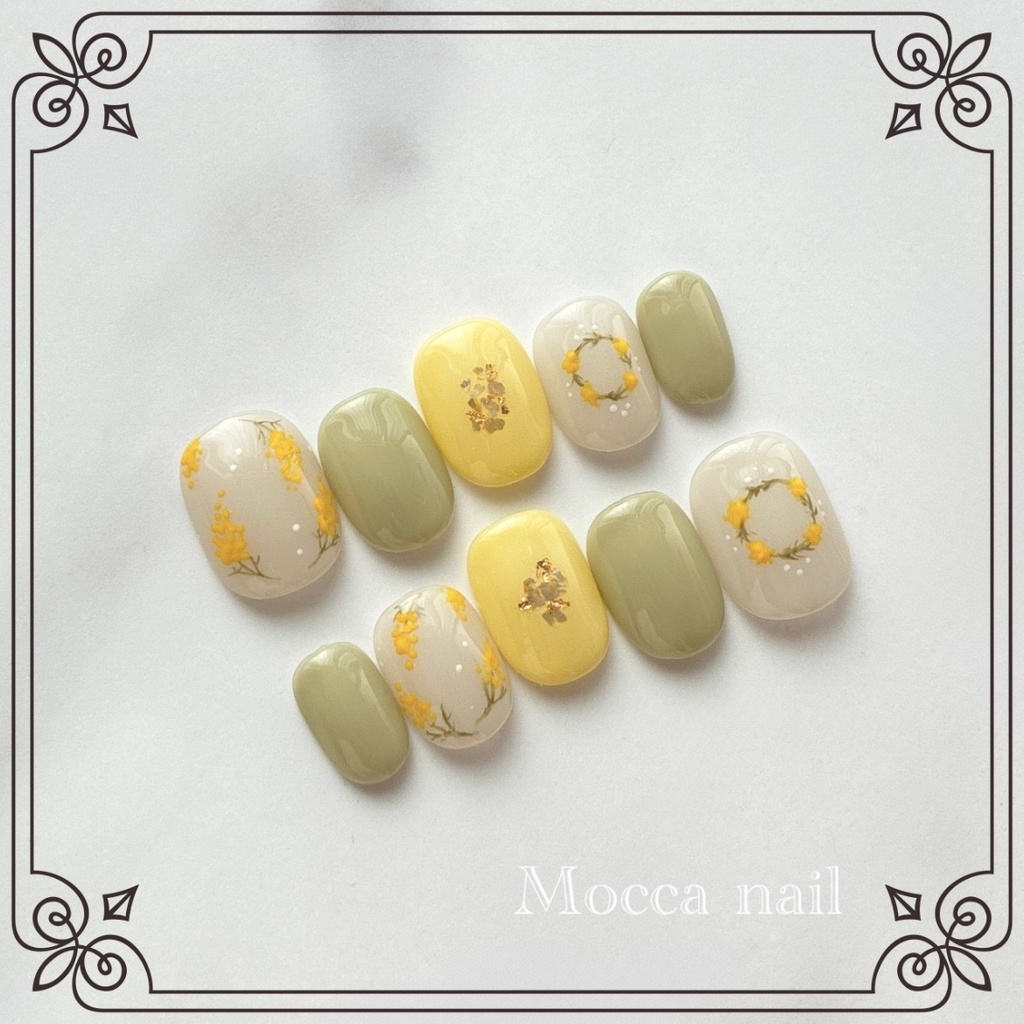 【339】春の訪れ♪ミモザ ネイルチップ 春ネイル シンプル フラワー