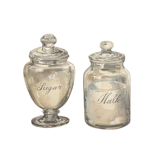 【カフェシリーズ】水彩アンティーク風クリップアート12種類セット/背景透過PNG