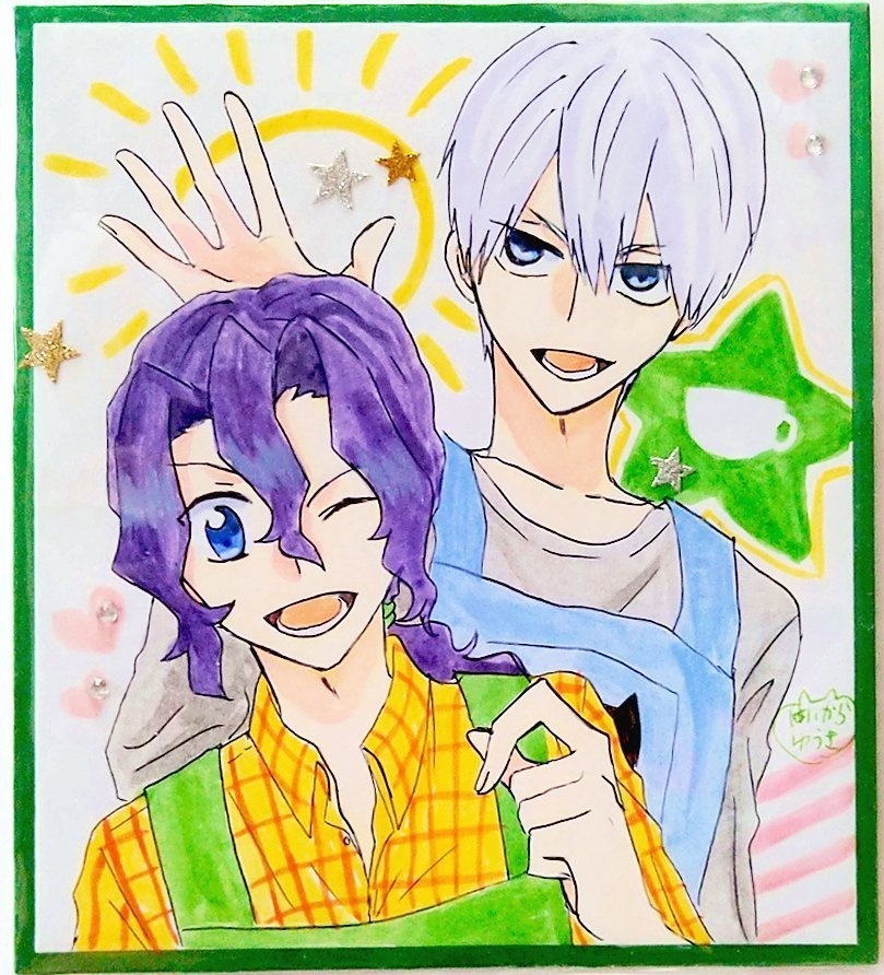 弱虫ペダル　手描き色紙　園児パロ黒田＆手嶋　