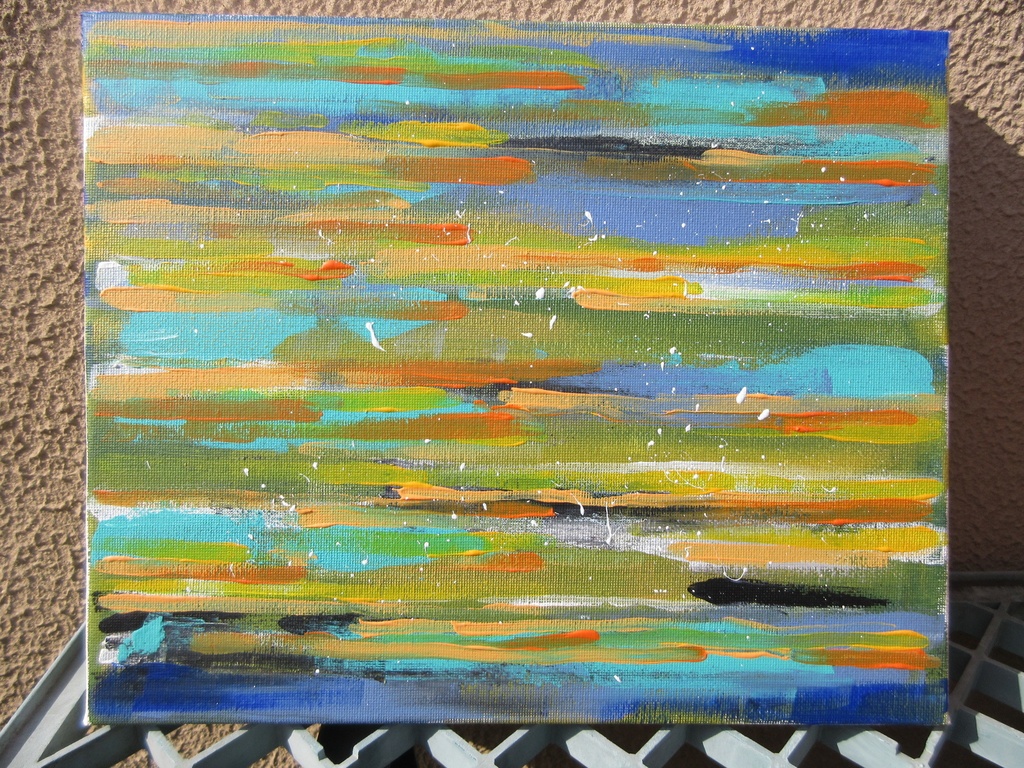 アクリル画　川面のきらめき