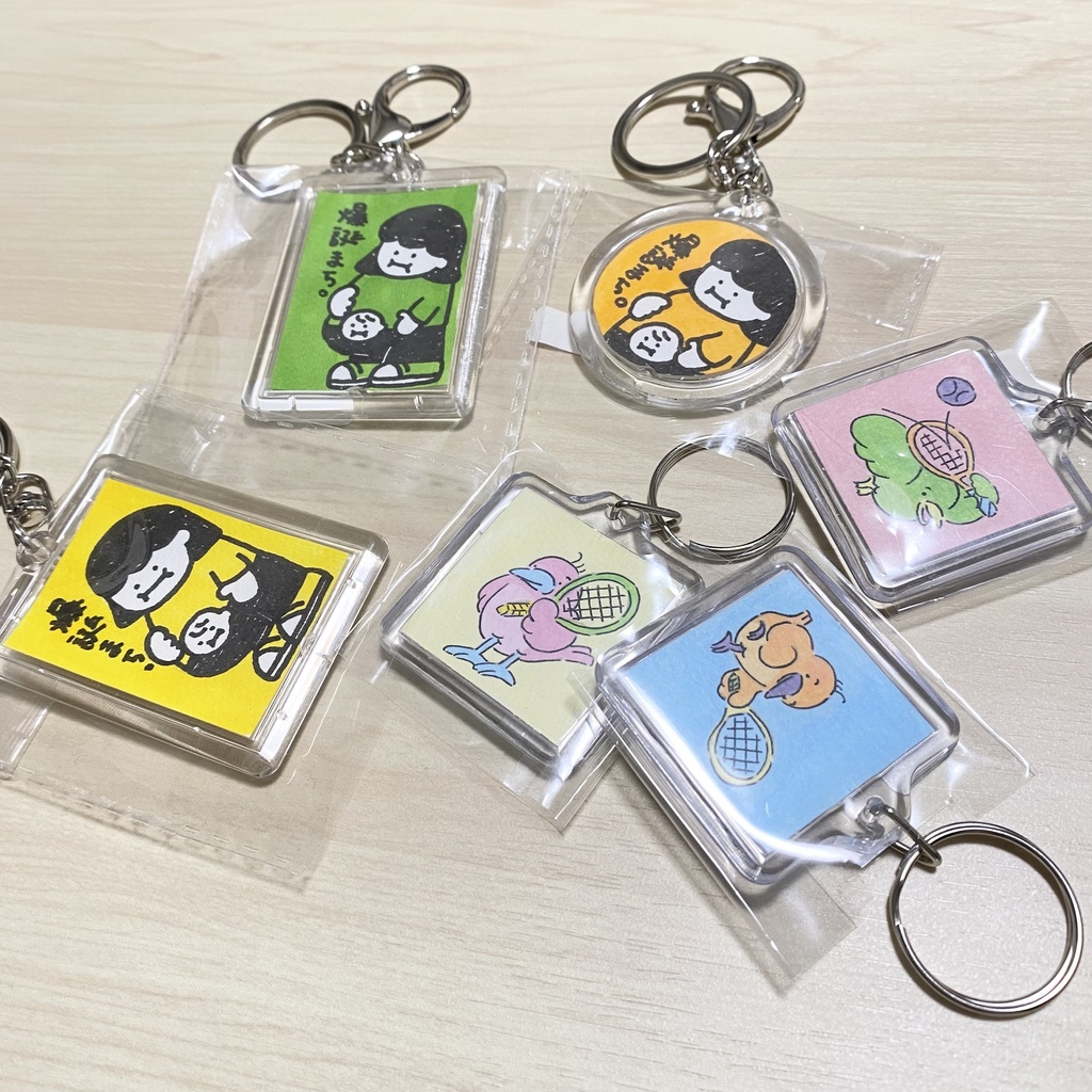 テニスバード・爆誕まち。手描きキーホルダー