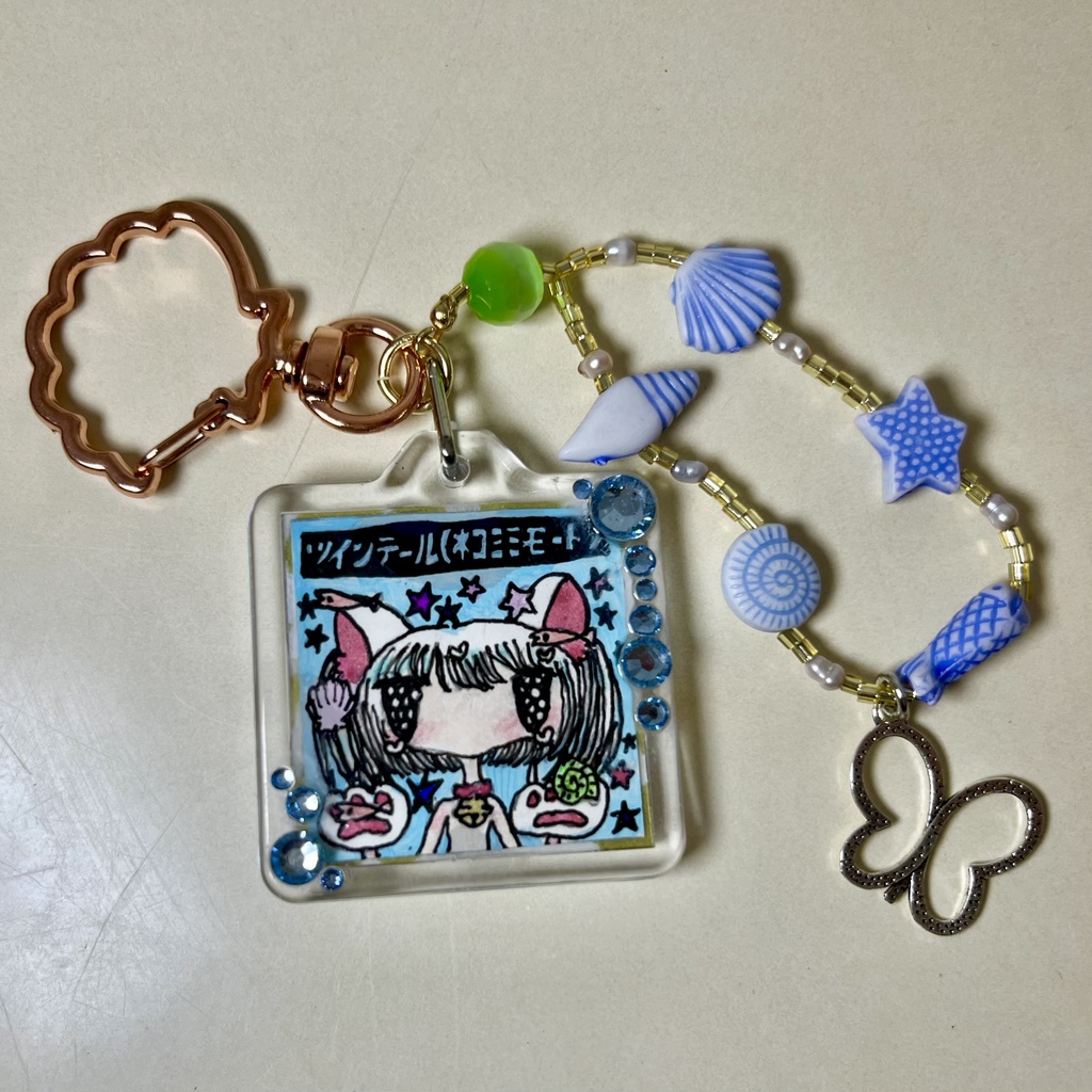 【原画キーホルダー】みずいろねこ️🩵