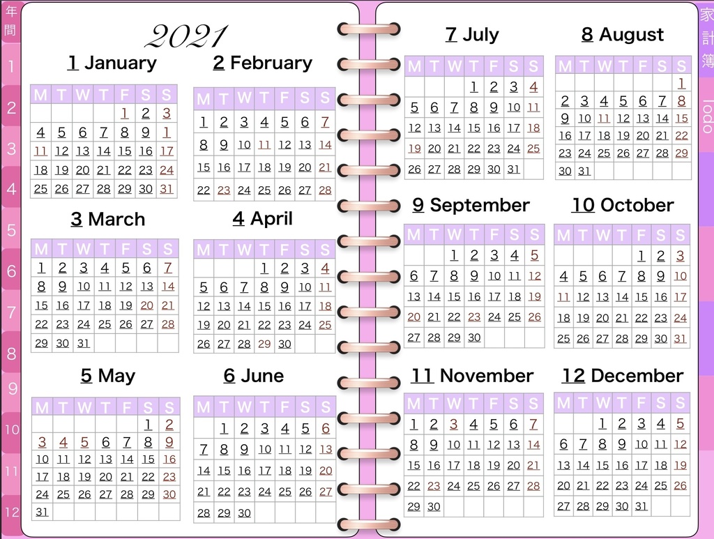 2021ダイアリー システム手帳風