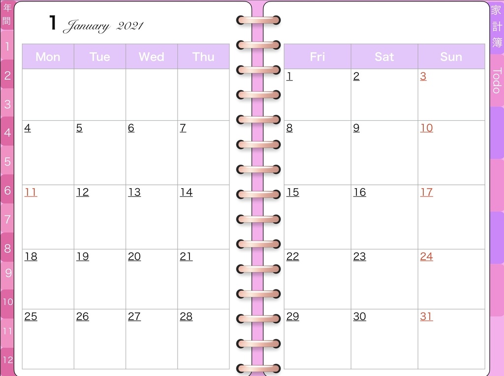 2021ダイアリー システム手帳風