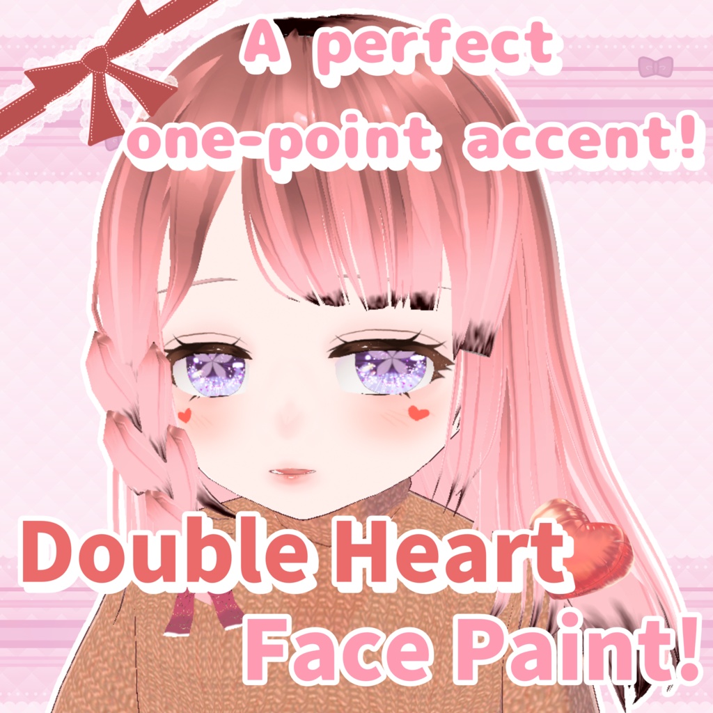 【VRoid】ワンポイントに! ダブルハートフェイスペイント! 【VRoid】A perfect one-point accent! Double Heart Face Paint!