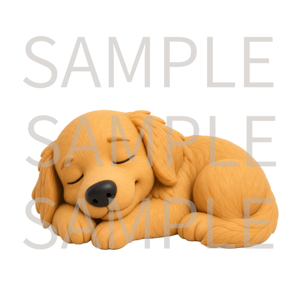 【動画用素材】クレイアート風ゴールデンレトリバー表情・ポーズ20種セット(背景透過PNG)/ 3D clay-style Golden Retriever