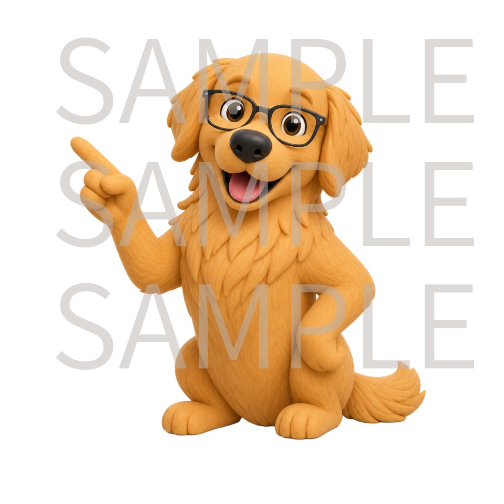 【動画用素材】クレイアート風ゴールデンレトリバー表情・ポーズ20種セット(背景透過PNG)/ 3D clay-style Golden Retriever