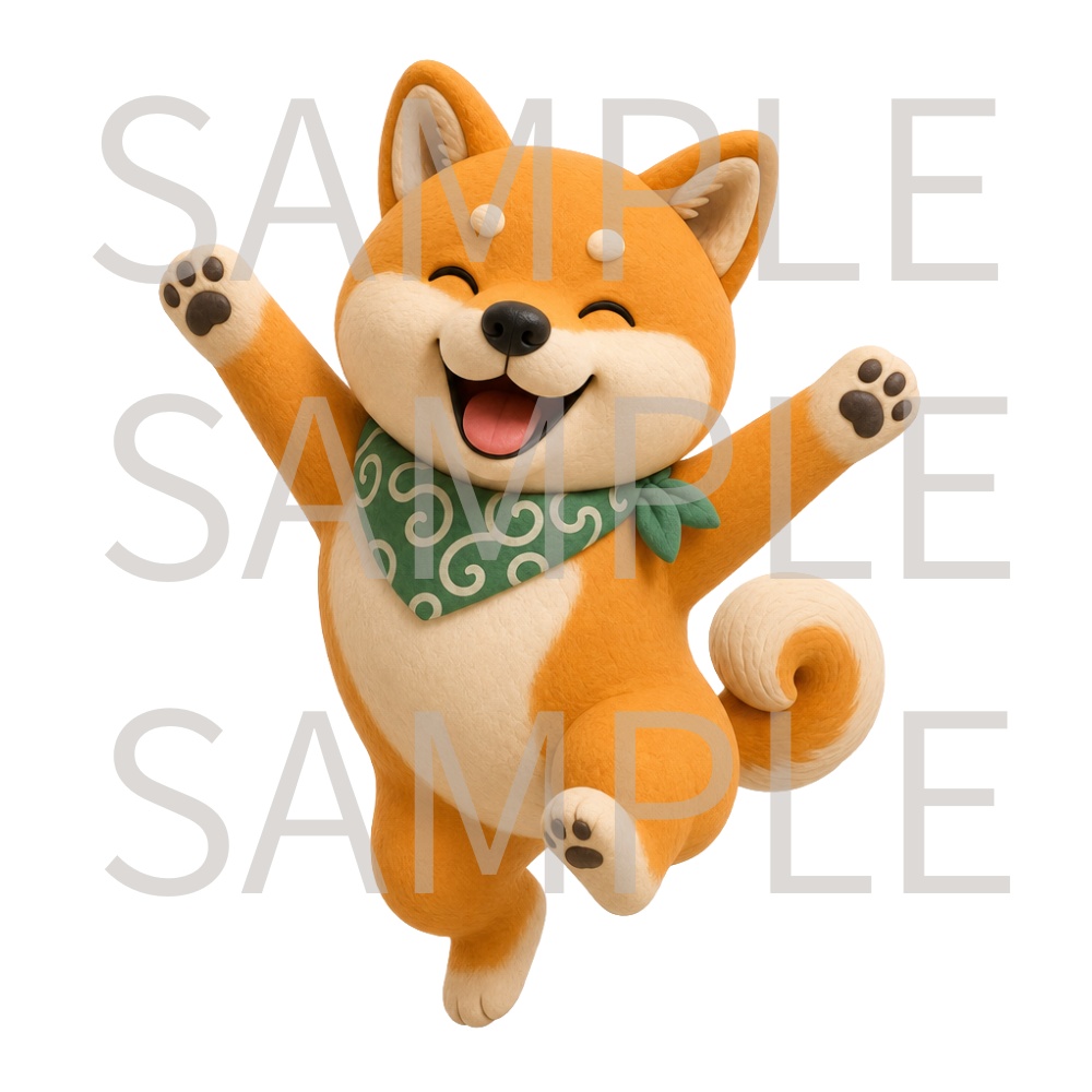 【動画用素材】クレイアート風柴犬の表情・ポーズ20種セット(背景透過PNG)/ Clay 3D Shiba Inu Icon Assets