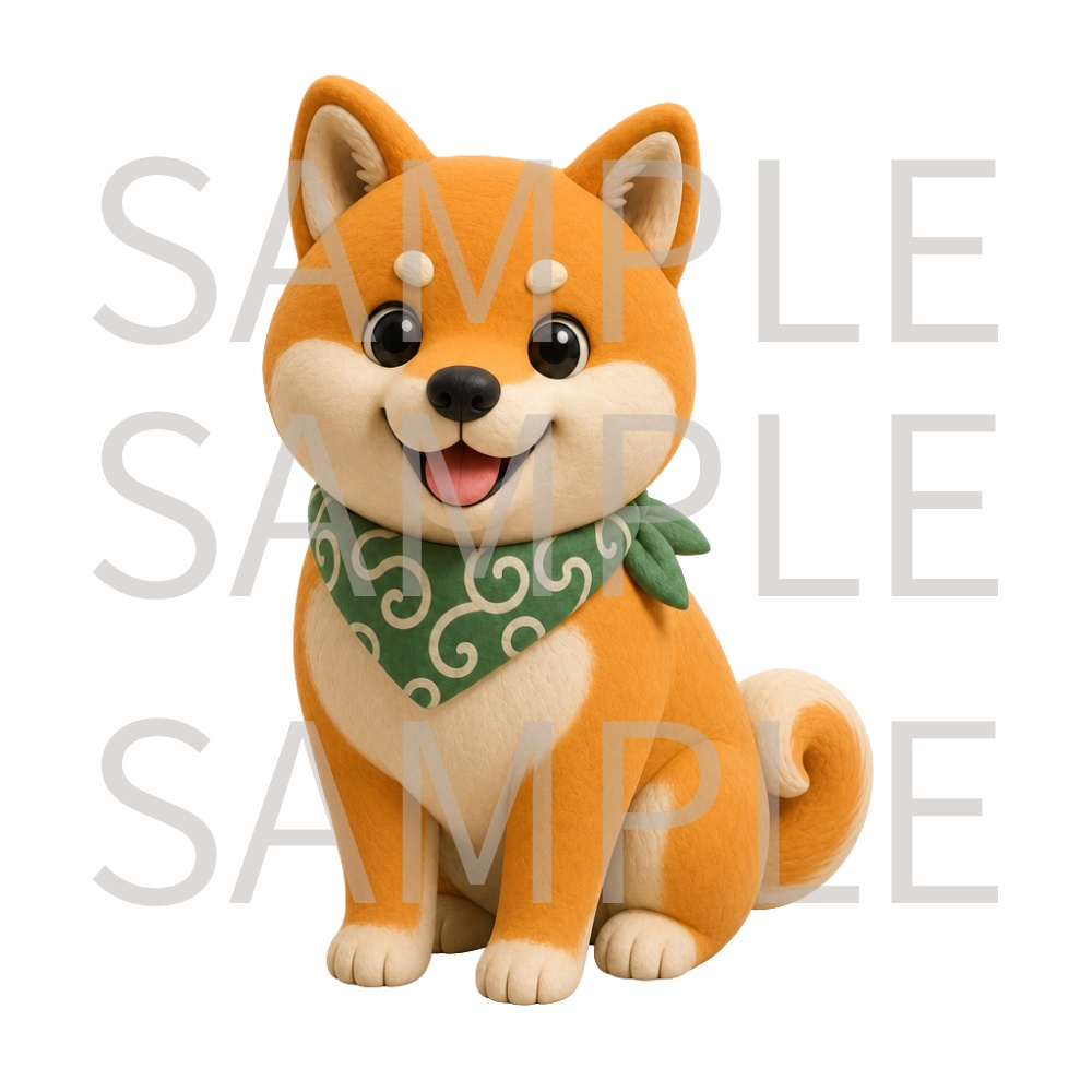 【動画用素材】クレイアート風柴犬の表情・ポーズ20種セット(背景透過PNG)/ Clay 3D Shiba Inu Icon Assets