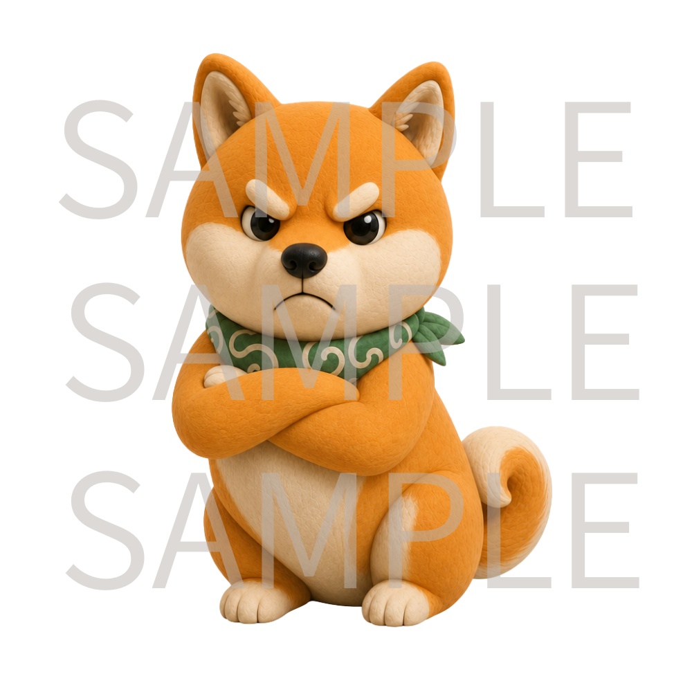 【動画用素材】クレイアート風柴犬の表情・ポーズ20種セット(背景透過PNG)/ Clay 3D Shiba Inu Icon Assets