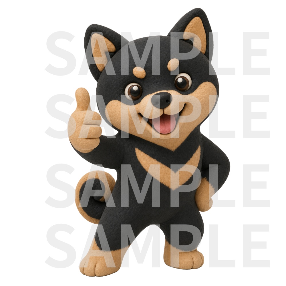 【動画用素材】クレイアート風黒柴犬の表情・ポーズ20種セット(背景透過PNG)/ Clay 3D Black Shiba Inu Icon Assets