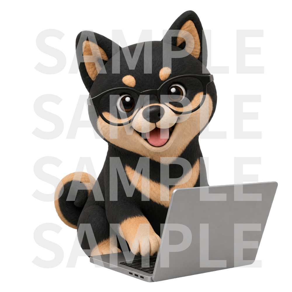 【動画用素材】クレイアート風黒柴犬の表情・ポーズ20種セット(背景透過PNG)/ Clay 3D Black Shiba Inu Icon Assets