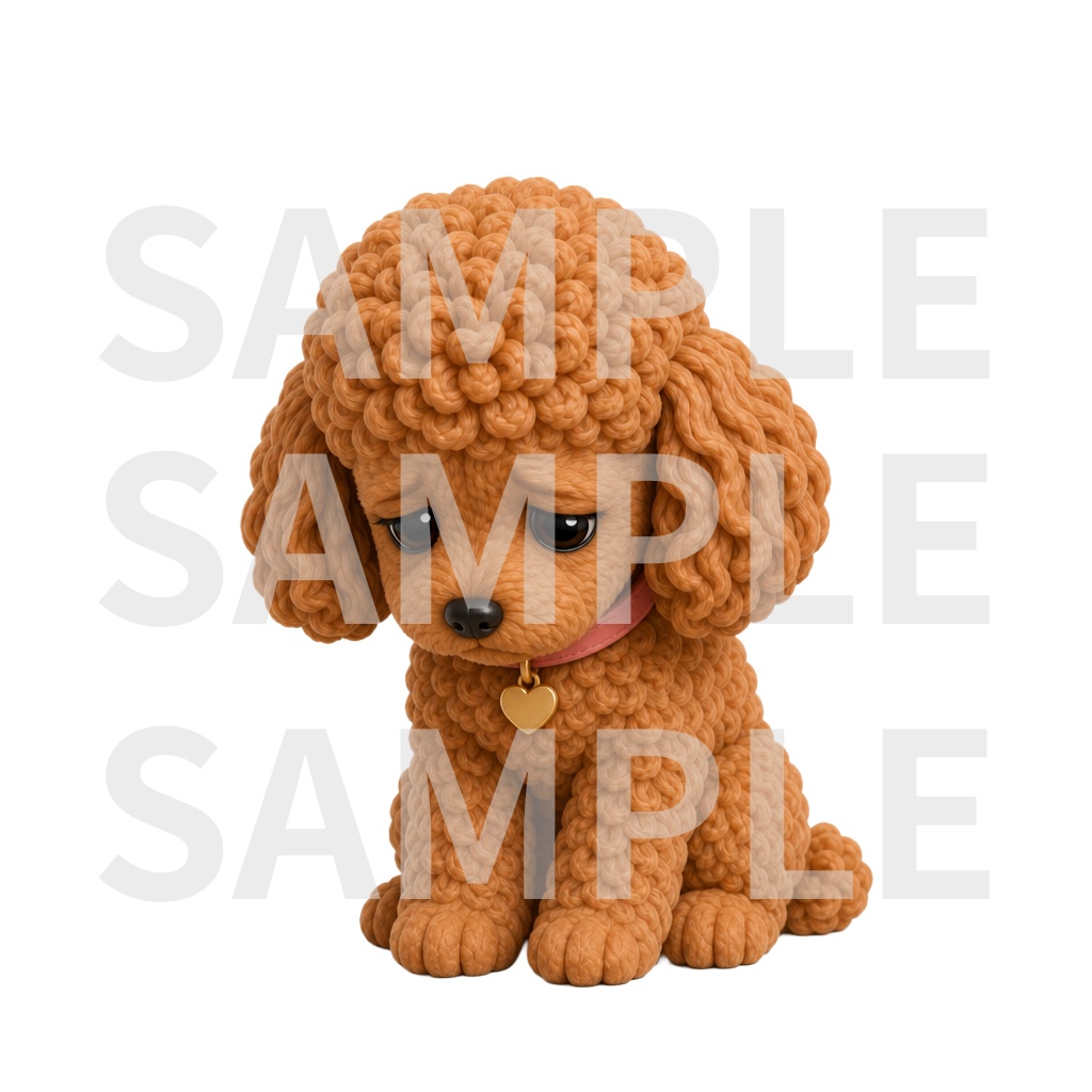 【動画用素材】クレイアート風トイプードルの表情・ポーズ20種セット(背景透過PNG)/ Clay 3D Toy Poodle Icon Assets