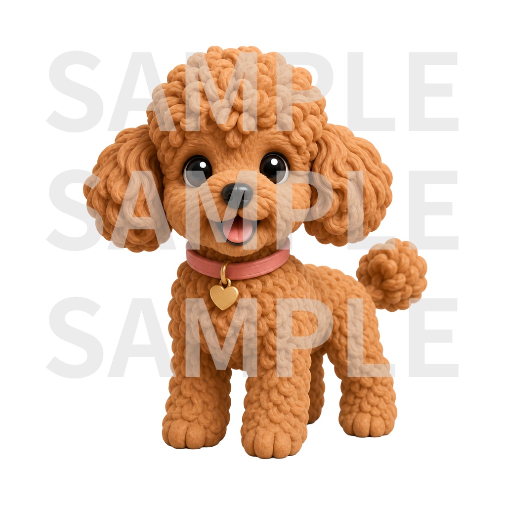 【動画用素材】クレイアート風トイプードルの表情・ポーズ20種セット(背景透過PNG)/ Clay 3D Toy Poodle Icon Assets