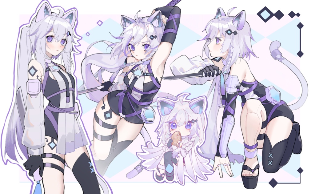 【限定一点】CyberNekoNinjaサイバー猫耳忍者女の子 3WAY+BUNDLE【VTS対応/Live2d Model】