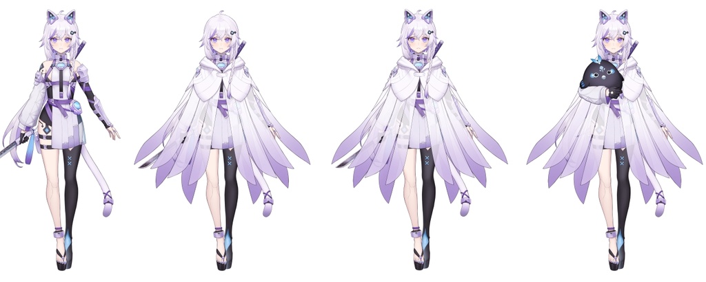 【限定一点】CyberNekoNinjaサイバー猫耳忍者女の子 3WAY+BUNDLE【VTS対応/Live2d Model】