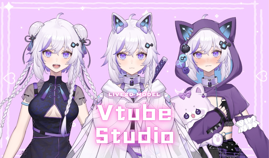 【限定一点】CyberNekoNinjaサイバー猫耳忍者女の子 3WAY+BUNDLE【VTS対応/Live2d Model】