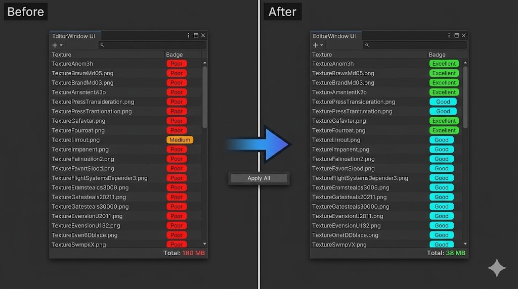 【無料】テクスチャ VRAM 最適化ウィザード | Texture VRAM Optimizer【Unity拡張】