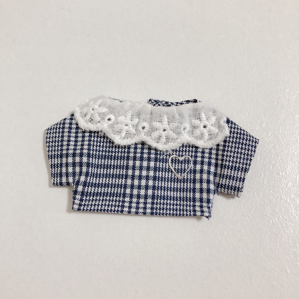送料込み|グレンチェックブラウス(ハート)|ぬい服