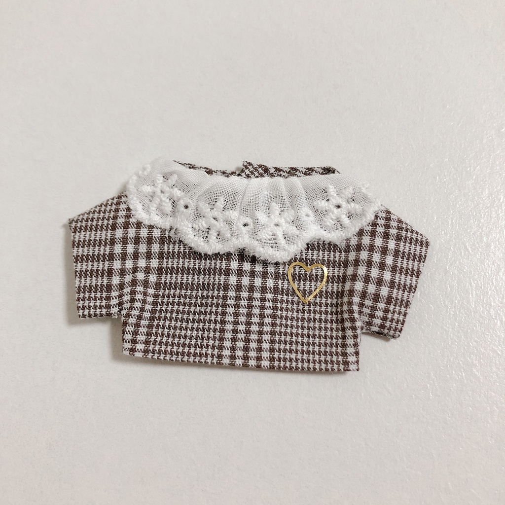 送料込み|グレンチェックブラウス(ハート)|ぬい服