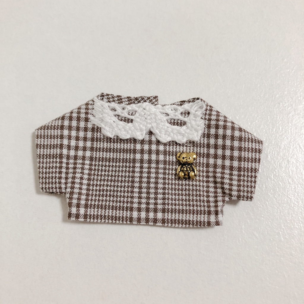 送料込み|グレンチェックブラウス(くまさん)|ぬい服