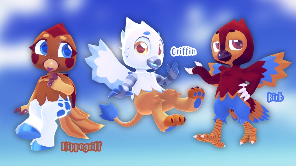 Little Griffin, Hippogriff and Birb 3D model/VRChat Avatarアバター (PC & Quest)