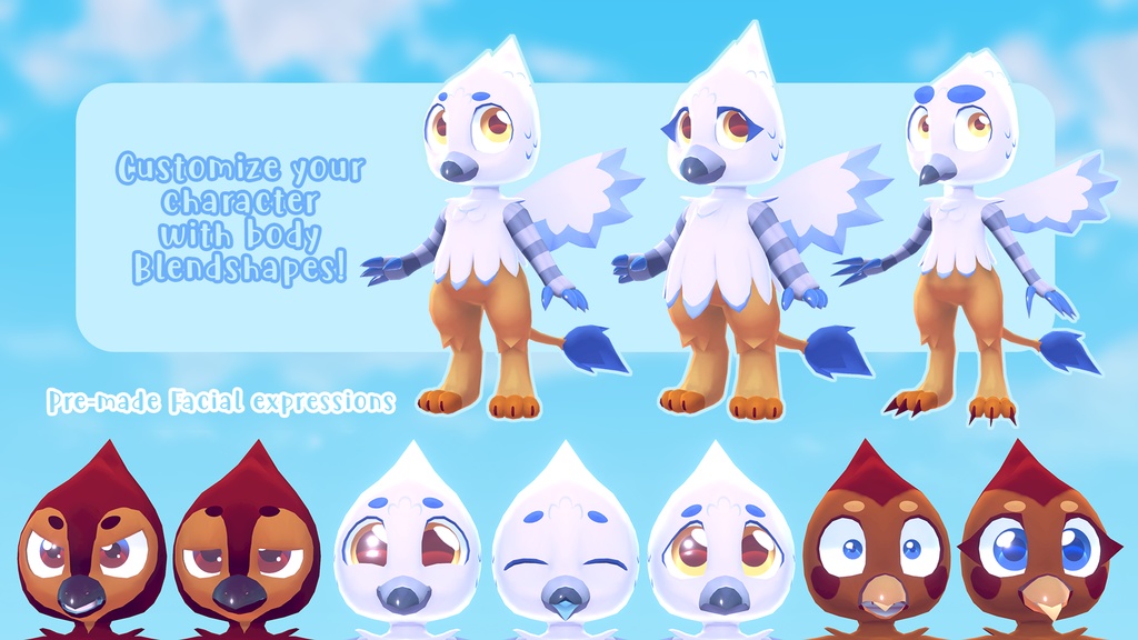 Little Griffin, Hippogriff and Birb 3D model/VRChat Avatarアバター (PC & Quest)