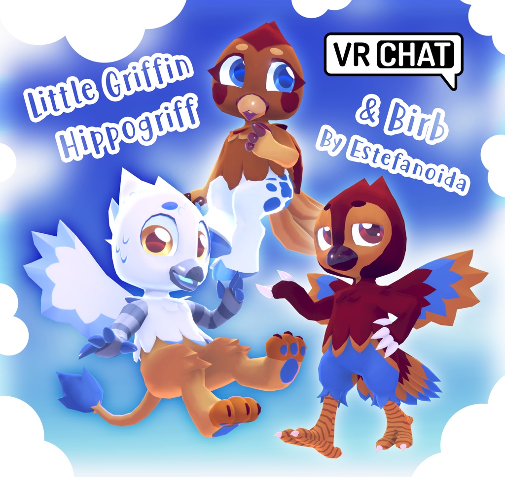 Little Griffin, Hippogriff and Birb 3D model/VRChat Avatarアバター (PC & Quest)